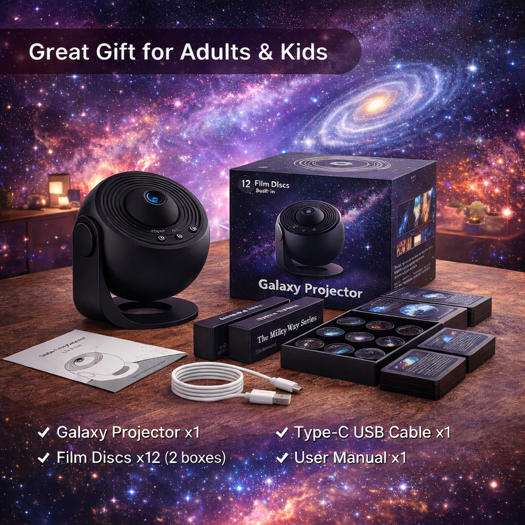 Veilleuse Projecteur Galaxy – Projecteur de Ciel Étoilé 360° Rotatif pour Chambre d’Enfants et Adultes.